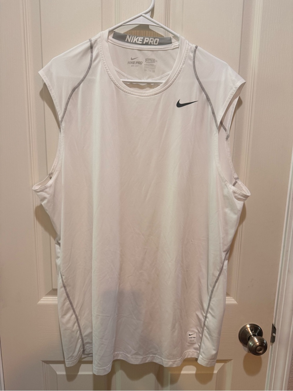 Nike White Men’s Sleeveless Performance Tank with Gray Accents